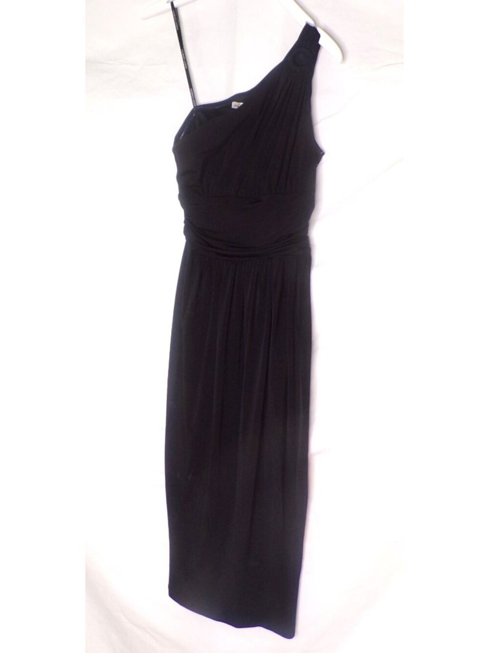 🆕 MAGGY LONDON One Shoulder Stretch Jersey Dress Black 4 - Picture 3 of 8